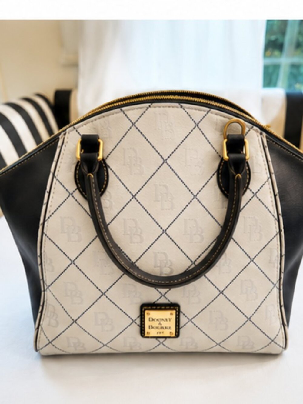 Dooney & Bourke Sydney Signature Satchel – Glacier Blue/Navy – Mint Condition